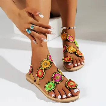 Цветок Женщины Балетки Тапочки Обувь Летние сандалии Новая обувь 2024 Модный дизайнер Уютные шлепанцы Zapatos Beach Slides Женские