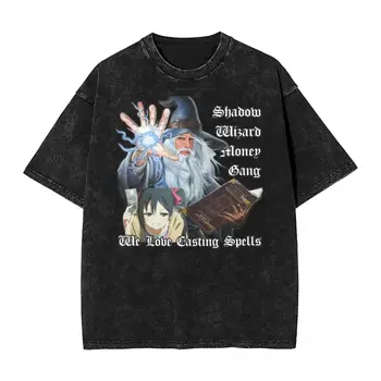 Постиранные футболки Shadow Wizard Money Gang Hip Hop Винтажная футболка Уличная уличная одежда Летние топы Футболка для мужчин и женщин