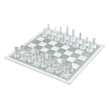 Chessman Шахматы Международные шахматы Прозрачные стеклянные шахматные фигуры Шахматный орнамент 20x20/25x25 Разворачивающаяся шахматная доска
