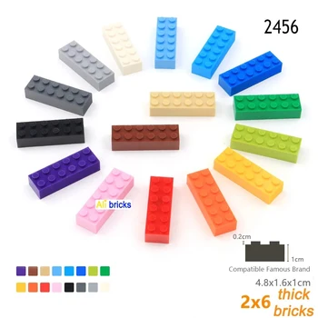 100 шт. DIY Строительные блоки Толстые фигуры Кирпичи 2x6 точек Образовательный творческий размер, совместимый с 2456 пластиковыми игрушками для детей