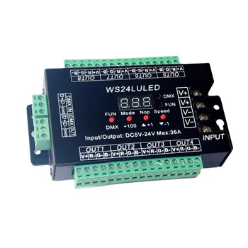 WS24LULED DC5V-24V Цифровой дисплей 24CH Easy DMX512 DMX Декодер Диммер Макс 3А 24 * 1,5 А 24LU Светодиод 8 групп Контроллер RGB