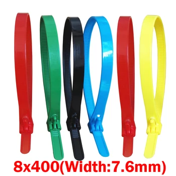 8x400 8 * 400 мм (ширина 7,6 мм) синий желтый красный нейлон сеть электрический провод струна пластиковый многоразовый съемный стяжка на молнии кабельная стяжка