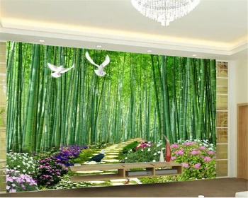 Beibehang Пользовательские обои фотообои Спальня гостиная фон стена природа ландшафтный парк лес лужайка бамбуковый лес 3d обои