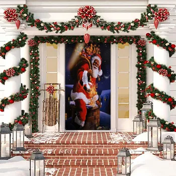 Рождественское украшение дверной крышки Рождественский креативный фон Рождественское украшение входной двери
