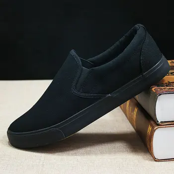 Парусиновая обувь мужская обувь все черные повседневные однотонные большие размеры zapatos de hombre мужские лоферы массивные кроссовки 2019