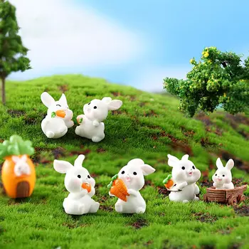 Реалистичные фигурки морковного кролика ручной работы Мультяшный кролик Микро Ландшафтные украшения Мини-смола Мини-морковное украшение на открытом воздухе