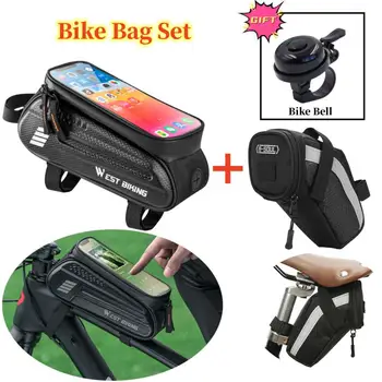Велосипедная сумка Чехол для телефона Сумка с сенсорным экраном Рама Передняя верхняя труба Велосипедная сумка Водонепроницаемый 7 дюймов MTB Pack Аксессуары для велосипедов