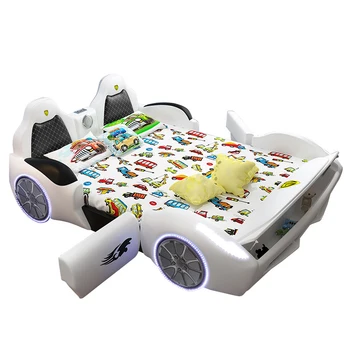 Спортивный автомобиль мультяшный автомобиль для хранения автомобиля кровать детский мальчик девочка с ограждением односпальная кровать детская гоночная машина кровать современная мебель для спальни