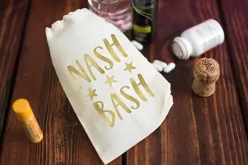 пользовательский золотой Свадьба Nash Bash Девичник Восстановление от похмелья Набор для выживания в пользу Муслиновые сумки Мешочки для подружек невесты для вечеринки