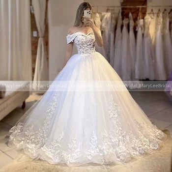 принцесса бальное платье свадебное платье 2022 vestidos с открытыми плечами вышивка кружева на заказ белые пышные свадебные платья 웨딩드레스