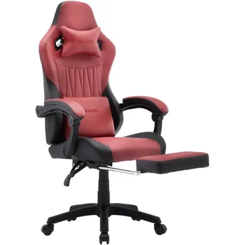 OHAHO Игровое кресло, Офисное кресло Компьютерное кресло с высокой спинкой Кожаный настольный стул Гонки Executive Эргономичный регулируемый поворот Задача