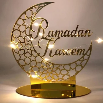 Ид Мубарак Золото Серебро Акриловое Украшение Выдолбливается Рамадан Карим Ид Вечеринка Украшение Мусульманский Исламский Фестиваль Товары для дома