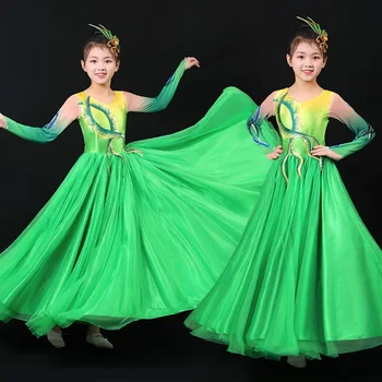 Открывающий танец большая юбка для качелей детская одежда для выступлений в китайском стиле вечерняя сцена хор ведущий танец одежда платье женщина