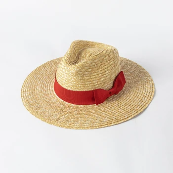 Новые пляжные шляпы с бантом для женщин Модные соломенные плетеные шляпы от солнца Fedora Лето Holidaty Панама Шляпа Пластиковый солнцезащитный козырек оптом