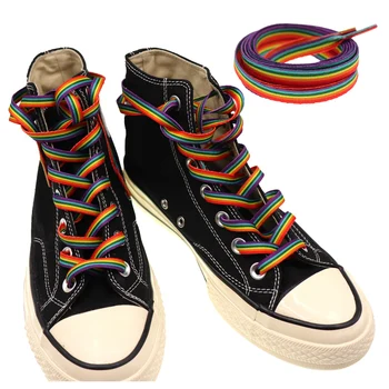 1 пара радужных эластичных шнурков градиентный цвет высокий верх холщ обувь шнурки обувь шнурки обувь струны радуга персонализированный принт шнурки