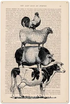 Оригинальный ретро дизайн сельскохозяйственных животных жестяной металлический знак настенное искусство |толстая жестяная жестяная печать плакат украшение стены