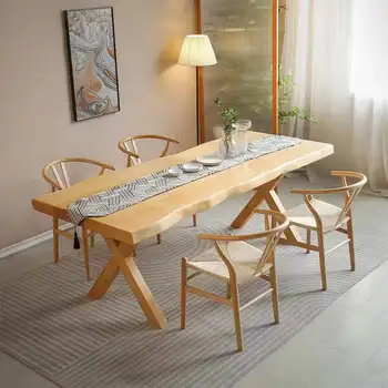 Скандинавский обеденный стол и стул из массива дерева, прямоугольный домашний небольшой дом, обеденный стол, современный минималистичный обеденный стол
