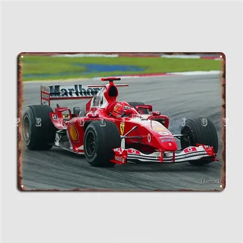 Михаэль Шумахер в болиде Формулы-1 2004 года во время Гран-при Малайзии Металлический знак Настенная роспись Таблички для гостиной Оловянный плакат