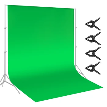 Neewer 10x12 футов / 3x3,6 метра Зеленый фон из хромакейного волокна Фоновый экран для фото-видеостудии, 4 шт. Зажимы для фона