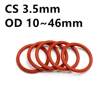 VMQ Красная силиконовая кольцевая прокладка CS 3,5 мм OD 10 ~ 46 мм Силиконовая прокладка уплотнительного кольца Пищевая резина Уплотнительное кольцо Vmq Ассортимент