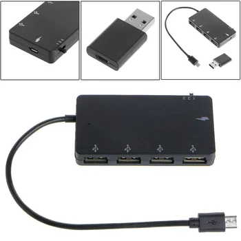  Папа Micro USB к 4 портам USB 2.0 Женский HUB Microusb OTG 4-портовый кабель концентратора Кабель адаптера питания для зарядки Samsung Galaxy Phone