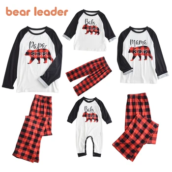 Bear Leader Рождественская семейная пижама Взрослые Дети Семейная подходящая одежда Топ Брюки 2 шт. Рождественские пижамы Пижама Одежда