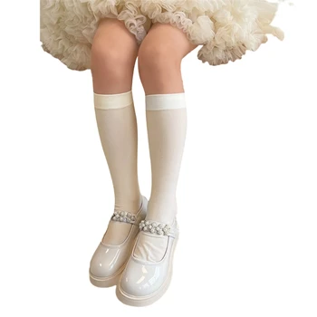 Сплошной цвет Гольф Высокие Носки для Девочек Противоскользящие носки Mid Calf Лето Весна Танцы Базовые Носки Детская Мода Дропшиппинг