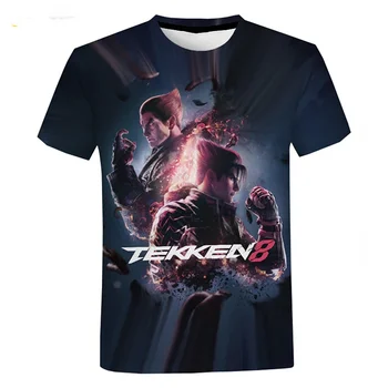 Футболка с 3D-печатью Японская новая игра Tekken 8 Лето TShirts Мода Детские повседневные мальчики Девочки Нейтральные футболки с круглым вырезом Топы Одежда