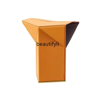 Диван Приставной столик Итальянский дизайнер Гостиная Угловой стол специальной формы Высококачественная седловая кожа Жесткий кожаный телефонный стол