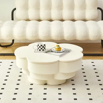 круглый белый журнальный столик дизайнерский поднос эстетический минималистичный приставной столик цветок современный mesa auxiliar аксессуары для гостиной