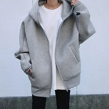 2023 Новый осень/зима Новый персонализированный уличный свитер на молнии с капюшоном длинный плюшевый свитер Y2k Одежда на молнии для женщин