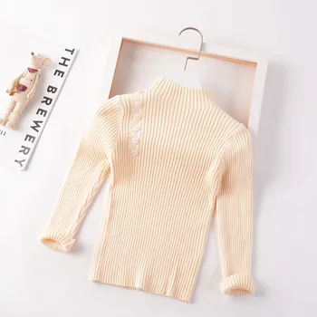 2023 НОВИНКА Осень-зима Детский свитер Свитера для девочек Свитера Джемпер Хлопок Однотонный Детский пуловер Одежда для малышей Водолазка 2T-8T