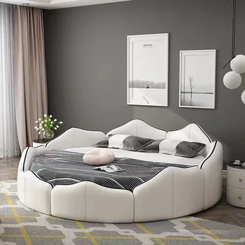 Дизайнерская итальянская главная кровать Большая главная белая роскошная кровать для спальни Постельное белье Деревянные мюблы Para Dormitorio Скандинавская мебель