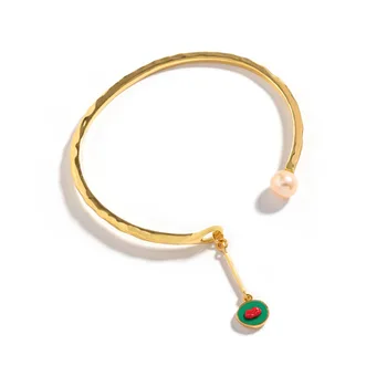 Браслет с ручной росписью, искусственный жемчуг, классический браслет для подруги, модный универсальный, простой подарок для девушки