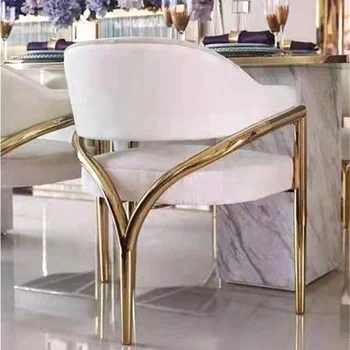 Высококачественная итальянская свадебная мебель современного дизайна металлический золотой белый бархатный обеденный стул