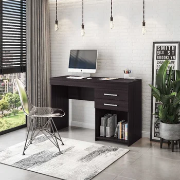 Коричневый компьютерный стол для домашнего офиса или спальни с выдвижными ящиками, идеально подходит для небольших помещений
