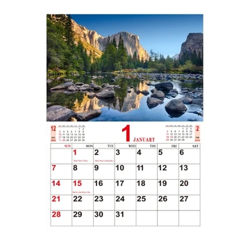 Настенный календарь 2024 Пейзаж Стена Ежемесячный подвесной календарь Фотография природы