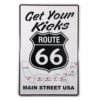 Route 66 Garage Знак Металлическая жестяная табличка Настенная табличка Винтажный художественный настенный плакат Металлическая жестяная вывеска Route 66 Garage