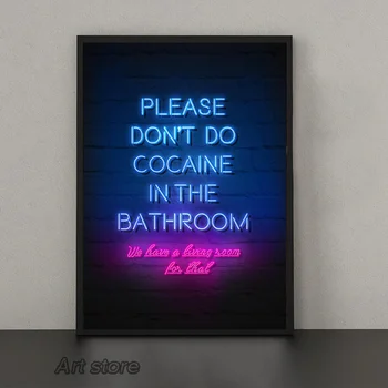 Пожалуйста, не делайте в ванной Холст Живопись Минимализм Неоновые плакаты и принты Настенное искусство Картина для туалета Декор домашней комнаты
