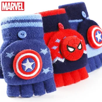 Marvel Аниме Фильмы Мстители Человек-паук Капитан Америка Теплые детские перчатки с половиной пальца и полным пальцем Рождественские подарки на день рождения