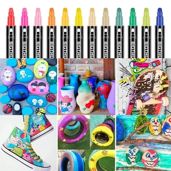 Акриловые ручки для рисования 24 цвета Маркеры для рисования Двусторонние ручки для рисования DIY Поделки