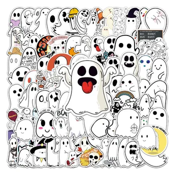 100 шт. Симпатичные мультяшные наклейки с привидениями Kawaii White Ghost Клейкие наклейки для мобильных телефонов Канцелярские товары для ноутбука