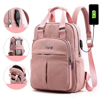 Женский рюкзак для ноутбука 14-дюймовый USB-рюкзак для девочки-подростка с зарядкой USB для школы Независимый рюкзак для обуви Рюкзак для путешествий на открытом воздухе