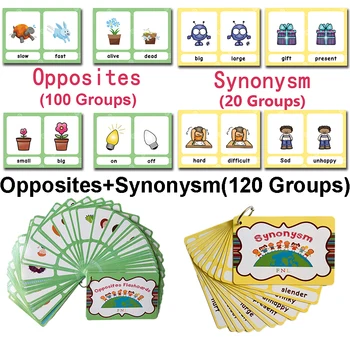 120 Группы Противоположности Синонимы Английские карточки Словесные карточные игры для детей Детские развивающие игрушки для детей Монтессори