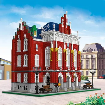 Строительные блоки из красного кирпича Университета Moc Модель школы Британского университета Кирпичи Игрушки для просмотра улиц для детей Подарки 6355 шт.