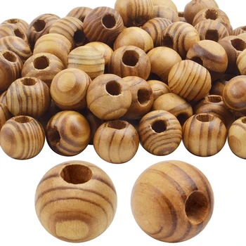  100 шт. 18 мм круглые деревянные распорные бусины с большим отверстием (6,5 мм) деревянные бусины с красивым зерном для изготовления ювелирных изделий своими руками