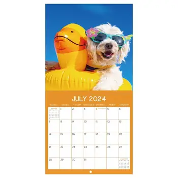 2024 Веселая собака Настенный календарь Календарь Подарок для друзей, семьи, соседей, коллег, родственников, близких