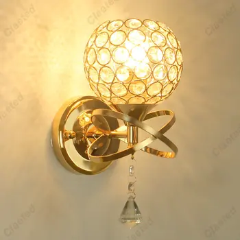 Настенный светильник в европейском стиле Простой и креативный Спальня Прикроватные хрустальные светильники Настенное бра Хрустальный настенный светильник Лампа E27 Дропшиппинг