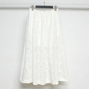 2023 Лето Женщины Новая сетчатая юбка с вышивкой средней длины и высокой талией плиссированная юбка