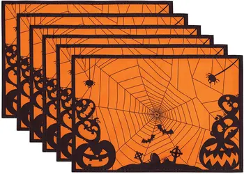 Horror Night Halloween Silhouettes Collection Салфетки для обеденного стола Набор из 4 ковриков для кухонного стола 12 x 18 дюймов
